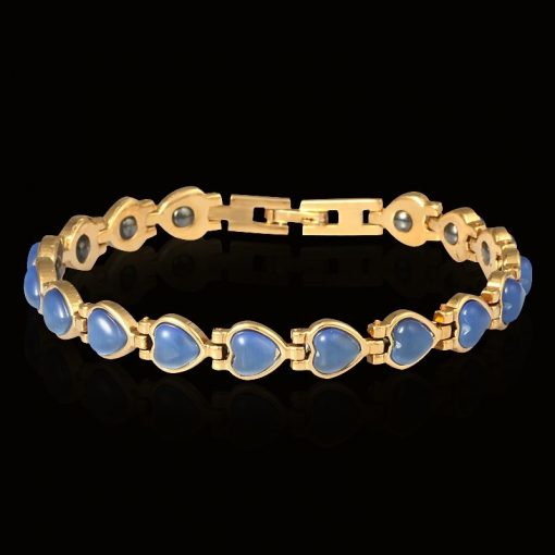 Magnetic-Bracelet-Woman-Gold-Blue-Heart