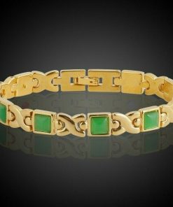 Gold-Green-Magnetic-Bracelet-Women