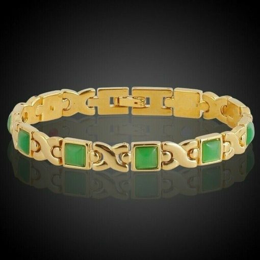 Gold-Green-Magnetic-Bracelet-Women